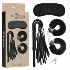 Comprar INTENSE - FETISH SET ERÓTICO 1 CON ESPOSAS, ANTIFAZ Y LÁTIGO DE CUERO VEGANO al mejor precio - Envíos Discretos