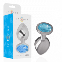 Comprar INTENSE - PLUG ANAL METAL ALUMINIO CON CRISTAL AZUL TALLA L al mejor precio - Envíos Discretos