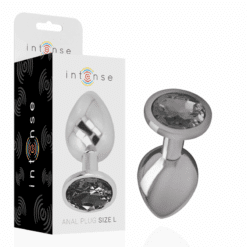 Comprar INTENSE - PLUG ANAL METAL ALUMINIO CON CRISTAL NEGRO TALLA L al mejor precio - Envíos Discretos
