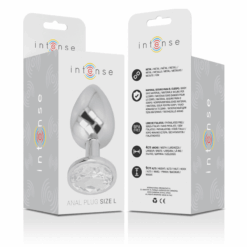 Comprar INTENSE - PLUG ANAL METAL ALUMINIO CON CRISTAL PLATA TALLA L al mejor precio - Envíos Discretos