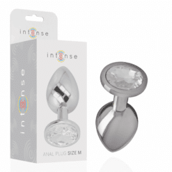 Comprar INTENSE - PLUG ANAL METAL ALUMINIO CON CRISTAL PLATA TALLA M al mejor precio - Envíos Discretos