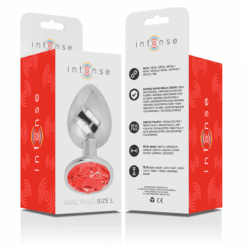 Comprar INTENSE - PLUG ANAL METAL ALUMINIO CON CRISTAL ROJO TALLA L al mejor precio - Envíos Discretos