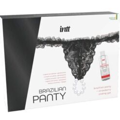 Comprar INTT RELEASES - PANTY BRASILEÑA NEGRA CON PERLAS Y GEL LUBRICANTE 50 ML al mejor precio - Envíos Discretos
