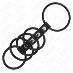 Comprar KINK - 5 ANILLOS PENE SILICONA 3.8 CM A 4.8 CM CONECTADOS POR CUERO al mejor precio - Envíos Discretos