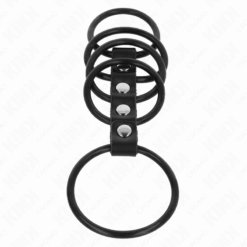 Comprar KINK - 5 ANILLOS PENE SILICONA 3.8 CM A 4.8 CM CONECTADOS POR CUERO al mejor precio - Envíos Discretos