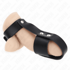 Comprar KINK - ANILLO JAULA PENE CUERO CON DIVISOR DE BOLAS AJUSTABLE al mejor precio - Envíos Discretos