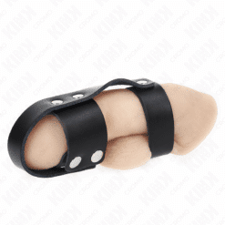 Comprar KINK - ANILLO JAULA PENE CUERO CON DIVISOR DE BOLAS AJUSTABLE al mejor precio - Envíos Discretos