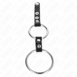 Comprar KINK - ANILLO PENE DOBLE 3.8 CM A 5 CM CONECTADOS POR CUERO al mejor precio - Envíos Discretos