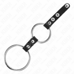 Comprar KINK - ANILLO PENE DOBLE 3.8 CM A 5 CM CONECTADOS POR CUERO al mejor precio - Envíos Discretos