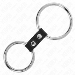Comprar KINK - ANILLO PENE DOBLE METAL 3.7 CM A 5 CM CONECTADOS POR CORREA POLIPIEL MODELO 2 al mejor precio - Envíos Discretos