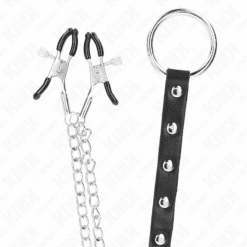 Comprar KINK - ANILLO PENE METAL CON CADENA Y PINZAS PARA PEZONES AJUSTABLE al mejor precio - Envíos Discretos