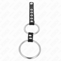 Comprar KINK - ANILLO PENE METAL DOBLE 3.8 CM A 5 CM CONECTADOS CON CUERO al mejor precio - Envíos Discretos
