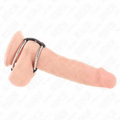 Comprar KINK - ANILLO PENE METAL DOBLE 3.8 CM A 5 CM CONECTADOS CON CUERO al mejor precio - Envíos Discretos