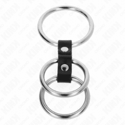 Comprar KINK - ANILLO PENE TRIPLE METAL 3.7 CM A 5 CM CONECTADOS CON CUERO al mejor precio - Envíos Discretos