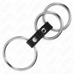 Comprar KINK - ANILLO PENE TRIPLE METAL 3.7 CM A 5 CM CONECTADOS CON CUERO al mejor precio - Envíos Discretos