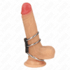 Comprar KINK - ANILLO PENE TRIPLE METAL 3.7 CM A 5 CM CONECTADOS CON CUERO al mejor precio - Envíos Discretos