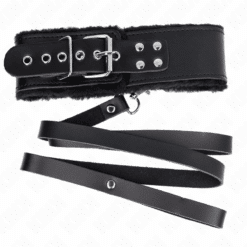 Comprar KINK - COLLAR CON CORREA 116 CM DE PIEL NEGRO AJUSTABLE 40-48 CM X 6 CM al mejor precio - Envíos Discretos