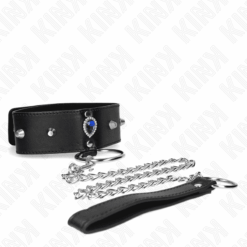 Comprar KINK - COLLAR CON CORREA 65 CM CON DIAMANTES AZULES AJUSTABLE 36-43 CM X 5 CM al mejor precio - Envíos Discretos