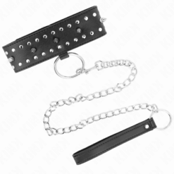 Comprar KINK - COLLAR CON CORREA 65 CM CON TACHUELAS PLATEADAS MODELO 1 AJUSTABLE 36-43 CM X 5 CM al mejor precio - Envíos Discretos