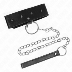 Comprar KINK - COLLAR CON CORREA 65 CM CON TACHUELAS PLATEADAS MODELO 2 AJUSTABLE 36-43 CM X 5 CM al mejor precio - Envíos Discretos