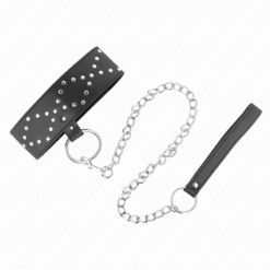 Comprar KINK - COLLAR CON CORREA 65 CM CON TACHUELAS PLATEADAS MODELO 3 AJUSTABLE 36-43 CM X 5 CM al mejor precio - Envíos Discretos