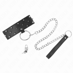 Comprar KINK - COLLAR CON CORREA 65 CM CON TACHUELAS PLATEADAS MODELO 5 AJUSTABLE 36-43 CM X 5 CM al mejor precio - Envíos Discretos