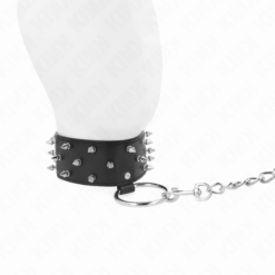 Comprar KINK - COLLAR CON CORREA 65 CM CON TACHUELAS PLATEADAS MODELO 5 AJUSTABLE 36-43 CM X 5 CM al mejor precio - Envíos Discretos