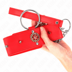 Comprar KINK - COLLAR CON CORREA 65 CM CUELLO DE DIAMANTES ROJO AJUSTABLE 35-51 CM X 7 CM al mejor precio - Envíos Discretos