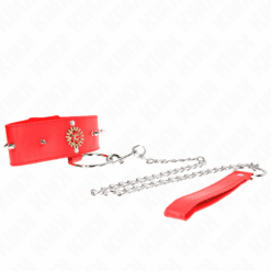 Comprar KINK - COLLAR CON CORREA 65 CM CUELLO DE DIAMANTES ROJO AJUSTABLE 35-51 CM X 7 CM al mejor precio - Envíos Discretos