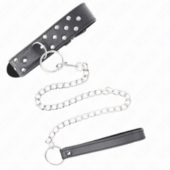 Comprar KINK - COLLAR CON CORREA 65 CM REMACHE ANILLA NEGRO AJUSTABLE 36-50 CM X 3.8 CM al mejor precio - Envíos Discretos