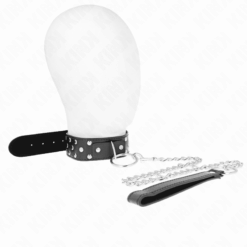 Comprar KINK - COLLAR CON CORREA 65 CM REMACHE ANILLA NEGRO AJUSTABLE 36-50 CM X 3.8 CM al mejor precio - Envíos Discretos