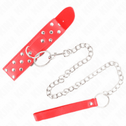 Comprar KINK - COLLAR CON CORREA 65 CM REMACHE ANILLA ROJO AJUSTABLE 36-50 CM X 3.8 CM al mejor precio - Envíos Discretos