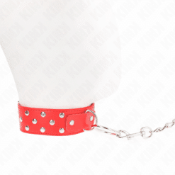 Comprar KINK - COLLAR CON CORREA 65 CM REMACHE ANILLA ROJO AJUSTABLE 36-50 CM X 3.8 CM al mejor precio - Envíos Discretos