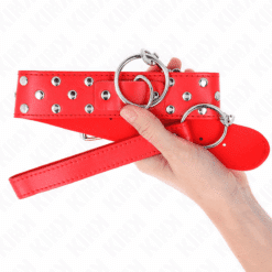 Comprar KINK - COLLAR CON CORREA 65 CM REMACHE ANILLA ROJO AJUSTABLE 36-50 CM X 3.8 CM al mejor precio - Envíos Discretos