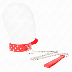Comprar KINK - COLLAR CON CORREA 65 CM REMACHE ANILLA ROJO AJUSTABLE 36-50 CM X 3.8 CM al mejor precio - Envíos Discretos