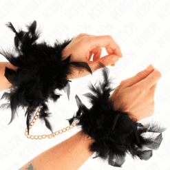 Comprar KINK - ESPOSAS DE PLUMAS NEGRO CON CADENA DORADA MODELO 1 al mejor precio - Envíos Discretos