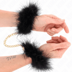 Comprar KINK - ESPOSAS DE PLUMAS NEGRO CON CADENA DORADA MODELO 2 al mejor precio - Envíos Discretos