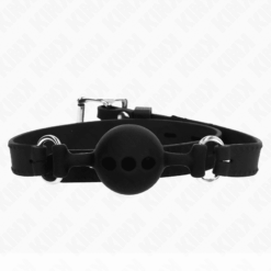 Comprar KINK - MORDAZA 55 x 2 CM DE BOLA 4 CM DE SILICONA COMPLETA TALLA S NEGRO AJUSTABLE 35-51 CM al mejor precio - Envíos Discretos