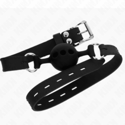 Comprar KINK - MORDAZA 55 x 2 CM DE BOLA 4 CM DE SILICONA COMPLETA TALLA S NEGRO AJUSTABLE 35-51 CM al mejor precio - Envíos Discretos
