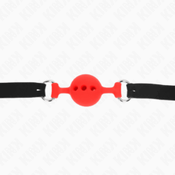 Comprar KINK - MORDAZA 55 x 2 CM DE BOLA 4 CM DE SILICONA COMPLETA TALLA S ROJO AJUSTABLE 35-51 CM al mejor precio - Envíos Discretos