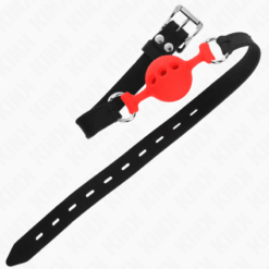 Comprar KINK - MORDAZA 55 x 2 CM DE BOLA 4 CM DE SILICONA COMPLETA TALLA S ROJO AJUSTABLE 35-51 CM al mejor precio - Envíos Discretos