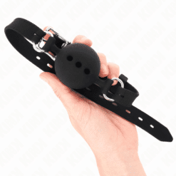 Comprar KINK - MORDAZA 55 x 2 CM DE BOLA 4.5 CM DE SILICONA COMPLETA TALLA M NEGRO AJUSTABLE 35-51 CM al mejor precio - Envíos Discretos