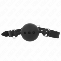 Comprar KINK - MORDAZA 55 x 2 CM DE BOLA 4.5 CM DE SILICONA COMPLETA TALLA M NEGRO AJUSTABLE 35-51 CM al mejor precio - Envíos Discretos