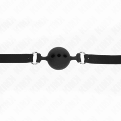 Comprar KINK - MORDAZA 55 x 2 CM DE BOLA 5 CM DE SILICONA COMPLETA TALLA L NEGRO AJUSTABLE 35-51 CM al mejor precio - Envíos Discretos