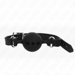 Comprar KINK - MORDAZA 55 x 2 CM DE BOLA 5 CM DE SILICONA COMPLETA TALLA L NEGRO AJUSTABLE 35-51 CM al mejor precio - Envíos Discretos
