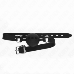Comprar KINK - MORDAZA 55 x 2 CM DE BOLA 5 CM DE SILICONA COMPLETA TALLA L NEGRO AJUSTABLE 35-51 CM al mejor precio - Envíos Discretos