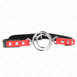 Comprar KINK - MORDAZA CON MÚLTIPLES JUNTAS TÓRICAS 4 / 4.8 CM ROJO AJUSTABLE 38 X 56 CM al mejor precio - Envíos Discretos