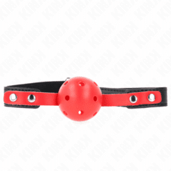 Comprar KINK - MORDAZA DE BOLA 4 CM DURA HUECA ROJO CORREA NEGRA 60 x 2 CM AJUSTABLE 37-52 CM al mejor precio - Envíos Discretos