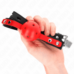 Comprar KINK - MORDAZA DE BOLA 4 CM DURA HUECA ROJO CORREA NEGRA 60 x 2 CM AJUSTABLE 37-52 CM al mejor precio - Envíos Discretos