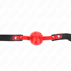 Comprar KINK - MORDAZA DE BOLA 4 CM DURA HUECA ROJO CORREA NEGRA 60 x 2 CM AJUSTABLE 37-52 CM al mejor precio - Envíos Discretos